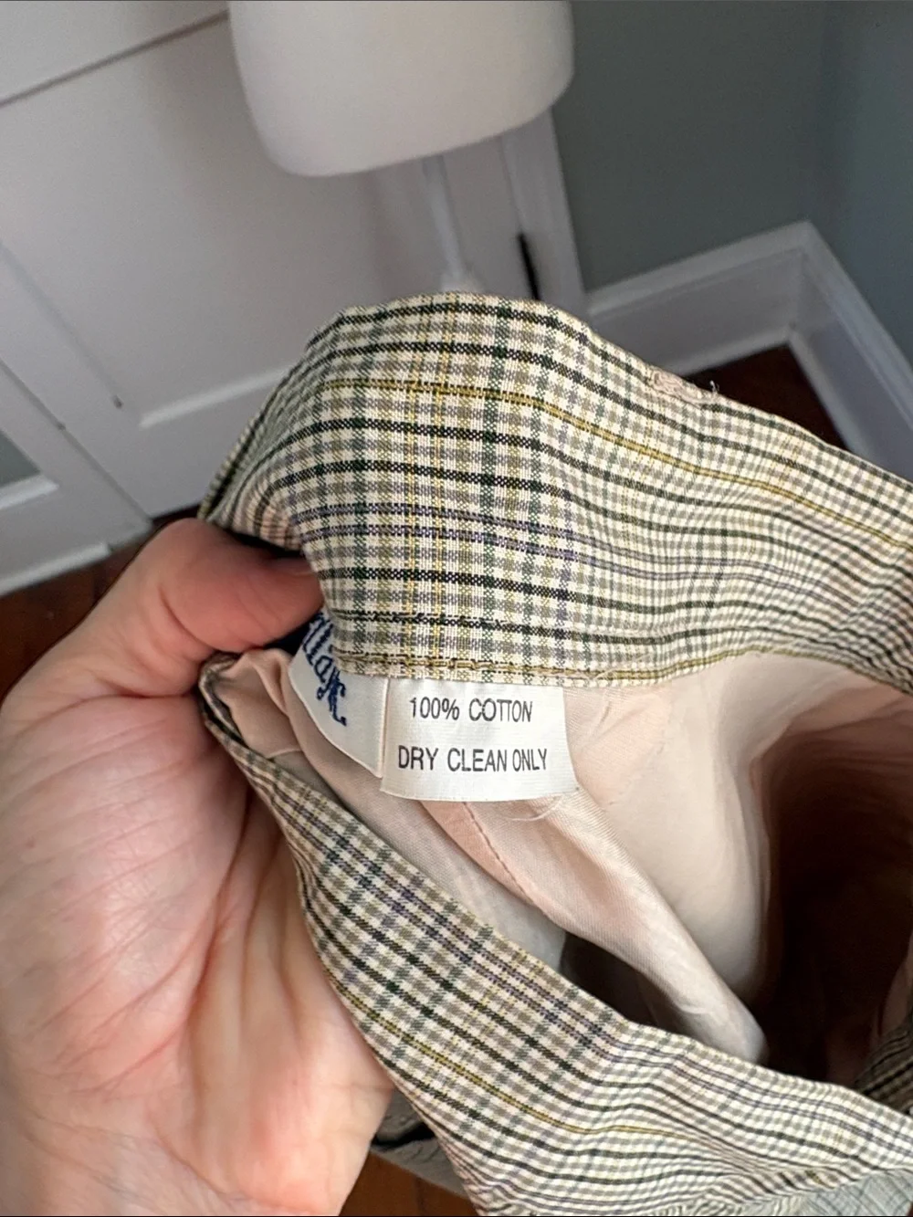 Vintage 1990s Ann Taylor Plaid Skirt Suit Set Yellow Blue Size 8 / 10 Cotton